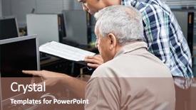  Presentation with teacher - Theme featuring co teaching - teacher holding clipboard while assisting background and a  colored foreground