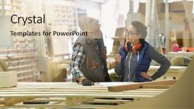  Presentation with wood industry - Audience pleasing theme consisting of co teaching - wood industry technicians working together backdrop and a lemonade colored foreground