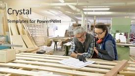  Presentation with wood industry - Theme having co teaching - wood industry technicians working together background and a lemonade colored foreground