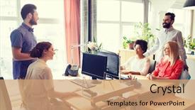  Presentation with team work - Presentation with co work - business startup and people concept background and a  colored foreground