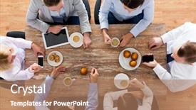  Presentation with muffins - Presentation design consisting of co workers - business people break and team background and a coral colored foreground