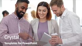  Presentation with business programming code abstract technology - Audience pleasing slide deck consisting of co workers - business technology break and people backdrop and a  colored foreground