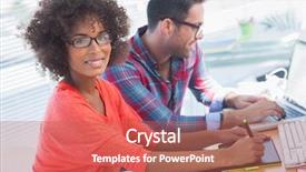  Presentation with graphic - Cool new slide deck with co workers - graphic designer using a graphics backdrop and a red colored foreground