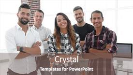  Presentation with successful - Presentation design with co workers - successful team of young people background and a violet colored foreground