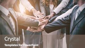  Presentation with well - PPT theme consisting of co workers - well dressed business people background and a gray colored foreground