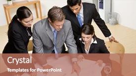  Presentation with problem solution 3d illustration - PPT theme enhanced with co-workers in conference room background and a coral colored foreground