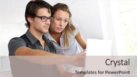  Presentation with office workers - Cool new presentation with co-workers in office discussing project backdrop and a soft green colored foreground