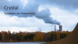  Presentation with co2 pollution - Cool new presentation design with co2 - air pollution by smoke coming backdrop and a light blue colored foreground