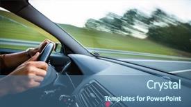  Presentation with driving - Colorful presentation theme enhanced with co2 - man driving a car moving backdrop and a ocean colored foreground