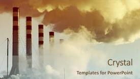  Presentation with power plant - Colorful PPT theme enhanced with co2 - power plant with smoke backdrop and a soft green colored foreground