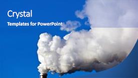  Presentation with factory - Theme with co2 - smoking chimneys of a factory background and a cobalt blue colored foreground