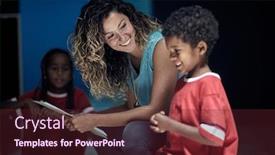  Presentation with sports coach - Audience pleasing presentation consisting of coach-and-happy-sports-boy backdrop and a tawny brown colored foreground