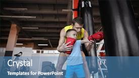  Presentation with coach - Slides having coach and punchbag in boxing background and a teal colored foreground