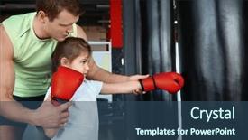  Presentation with surgery training - Slide deck with coach and punchbag in boxing background and a  colored foreground