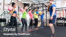  Presentation with coach - PPT layouts having coach at kettlebell functional training background and a dark gray colored foreground