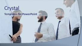  Presentation with team training - Beautiful slide set featuring coach conducts training with business backdrop and a sky blue colored foreground