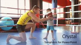  Presentation with boxing ring - PPT theme enhanced with training with coach in boxing background and a  colored foreground