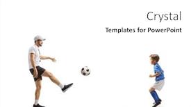  Presentation with football coach - Presentation theme consisting of coach-kicking-a-ball background and a  colored foreground