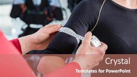  Presentation with ems - PPT layouts enhanced with coach-measuring-biceps-muscle background and a coral colored foreground