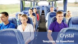  Presentation with passengers - Audience pleasing theme consisting of coach transport - group of happy passengers backdrop and a ocean colored foreground