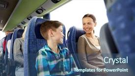  Presentation with bus - Theme enhanced with coach transport - happy family riding in travel background and a ocean colored foreground