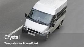  Presentation with bus - Slide set enhanced with coach transport - white gray blank shuttle bus background and a gray colored foreground