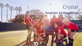  Presentation with football coach - Cool new slide deck with coach-with-digital-tablet-discussing backdrop and a sky blue colored foreground