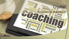 Presentation with coaching - Presentation featuring coaching concept - a related word background and a soft green colored foreground