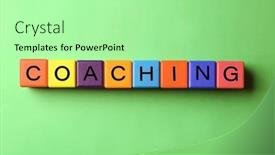  Presentation with coaching - Audience pleasing presentation theme consisting of coaching-concept-wooden-cubes backdrop and a mint green colored foreground