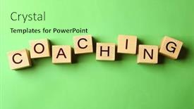  Presentation with coaching - Colorful presentation theme enhanced with coaching-concept-wooden-cubes backdrop and a mint green colored foreground