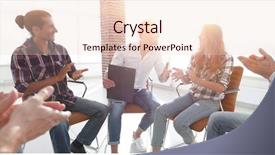  Presentation with coach - Beautiful PPT theme featuring coaching life - creative team applauding the coach backdrop and a lemonade colored foreground