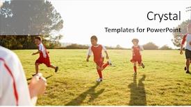  Presentation with coaching - Slide set with coaching teens - schoolboys playing football with their background and a white colored foreground