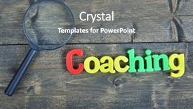  Presentation with coaching - Slide deck consisting of coaching word on wooden table background and a gray colored foreground
