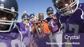  Presentation with football coach - Beautiful presentation featuring coachingfootball - football coach and players holding backdrop and a violet colored foreground