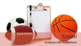  Presentation with ball sports - Beautiful theme featuring coachingfootball - group of sports ball backdrop and a red colored foreground