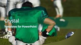  Presentation with rest - Beautiful presentation theme featuring coachingfootball - tired football player is taking backdrop and a ocean colored foreground