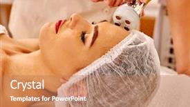  Presentation with medical therapy - Presentation theme with metabolic medicine - close up of young woman background and a coral colored foreground