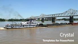  Presentation with coal - PPT layouts featuring runoff - coal barge loaded with coal background and a gray colored foreground