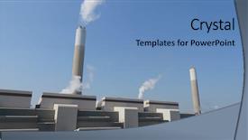  Presentation with sky blue - Slide deck consisting of coal chemistry - smoke from chimney in factory background and a  colored foreground