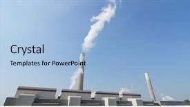  Presentation with red and blue smoke - PPT theme enhanced with coal chemistry - smoke from chimney in factory background and a  colored foreground