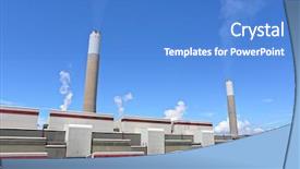  Presentation with electric plant - Beautiful PPT layouts featuring coal fired electric power plant backdrop and a teal colored foreground
