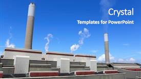  Presentation with coal - Presentation having coal fired power station background and a cobalt blue colored foreground