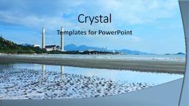  Presentation with coal - Presentation design featuring coal fired power station background and a light blue colored foreground