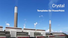  Presentation with fire station - Beautiful presentation theme featuring coal fired power station backdrop and a teal colored foreground