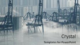  Presentation with hong kong china - Colorful slides enhanced with export china - hong kong cargo port backdrop and a light gray colored foreground