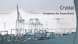  Presentation with port cargo crane ship - PPT theme enhanced with export china - hong kong cargo port background and a  colored foreground