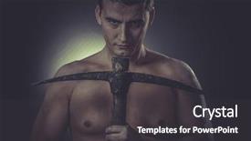  Presentation with construction - Presentation theme consisting of coal mine helmet - construction worker portrait holding background and a dark gray colored foreground