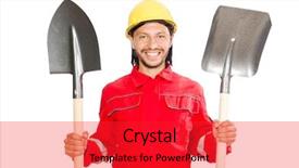  Presentation with coal mine - Theme consisting of coal mine helmet - man in red coveralls background and a red colored foreground