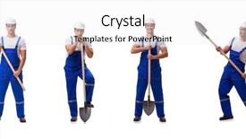  Presentation with coal mine - Audience pleasing presentation design consisting of coal mine helmet - repairman with spade isolated backdrop and a white colored foreground
