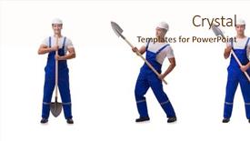  Presentation with coal mine - Slide deck featuring coal mine helmet - repairman with spade isolated background and a cream colored foreground